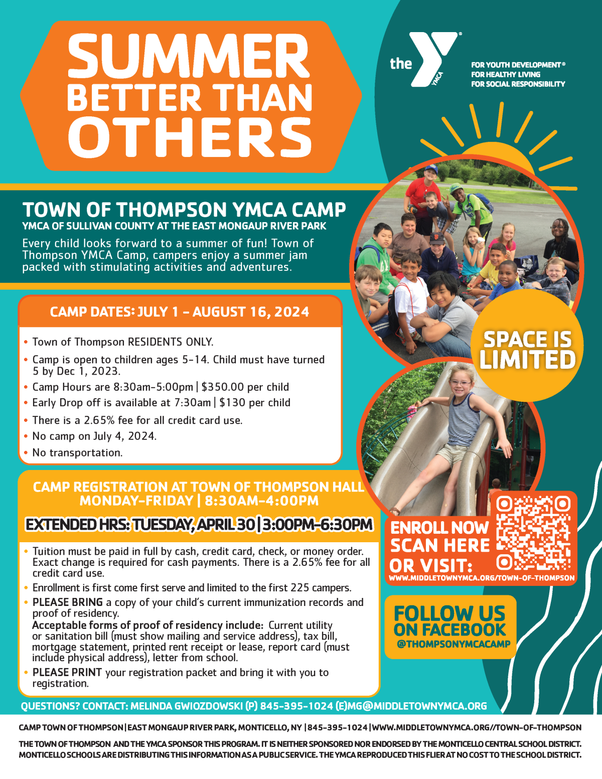 YMCA Camp Registration April 30th