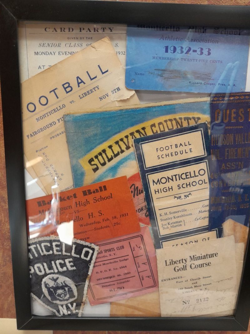 Time Capsule featuring various items from Monticello, NY in the 1930s.